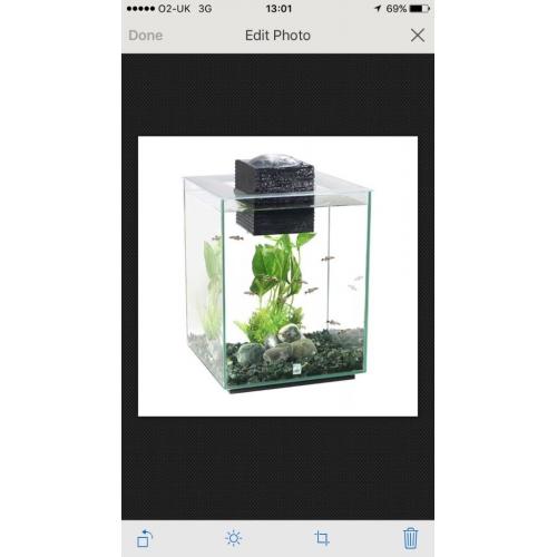 fluval chi 19l fish tank with heater and bubble pump