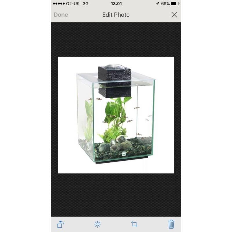 fluval chi 19l fish tank with heater and bubble pump