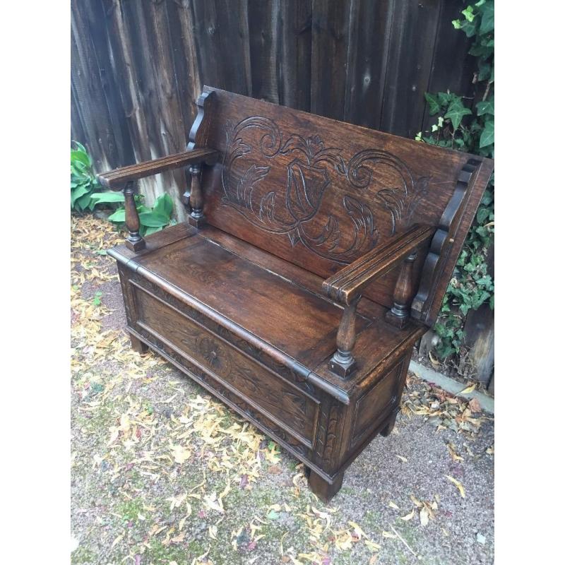 Hall Seat - Antique, interesting centrepiece. Hand carved design.
