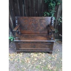 Hall Seat - Antique, interesting centrepiece. Hand carved design.