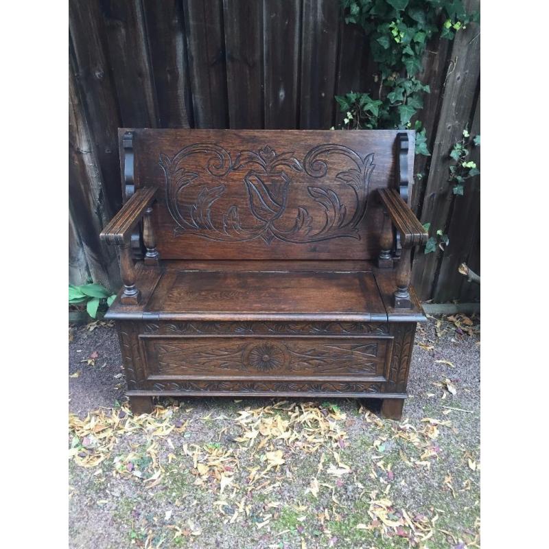 Hall Seat - Antique, interesting centrepiece. Hand carved design.
