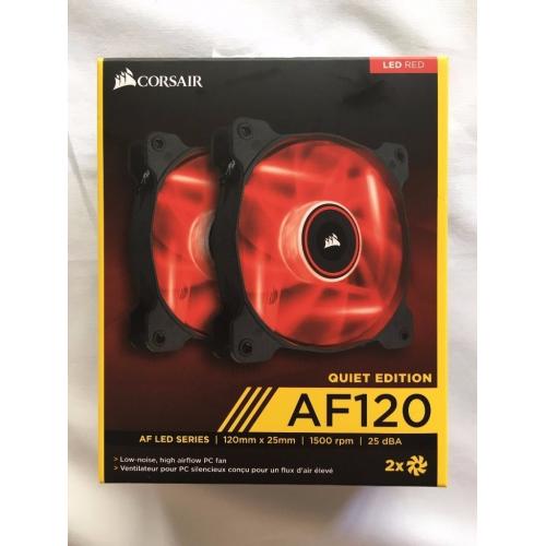 Corsair AF120 LED RED Quiet High CFM Case Fan 120mm Twin Pack CO-9050016-RLED - NEW!