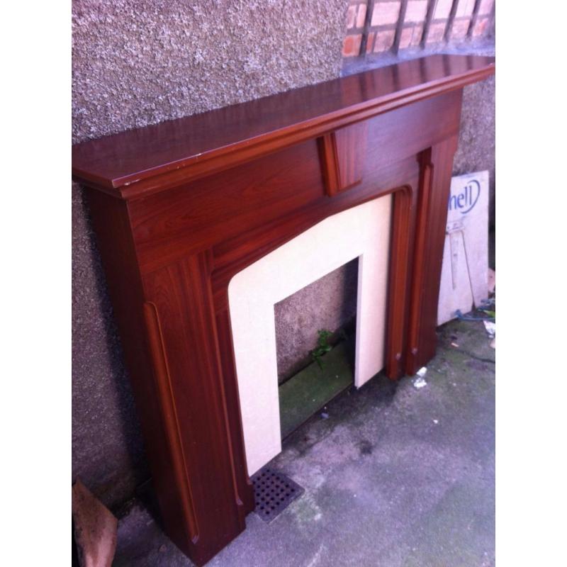 Beautiful wooden fire surround & marble back plate