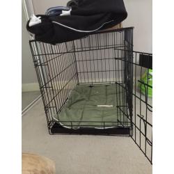 Medium sized cage was used for staffy