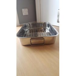 38 cm stainless steel roasting pan, used only once!