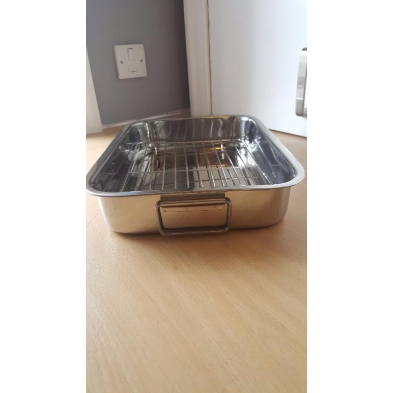 38 cm stainless steel roasting pan, used only once!