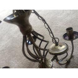 Brass 5 arm chandelier for sale