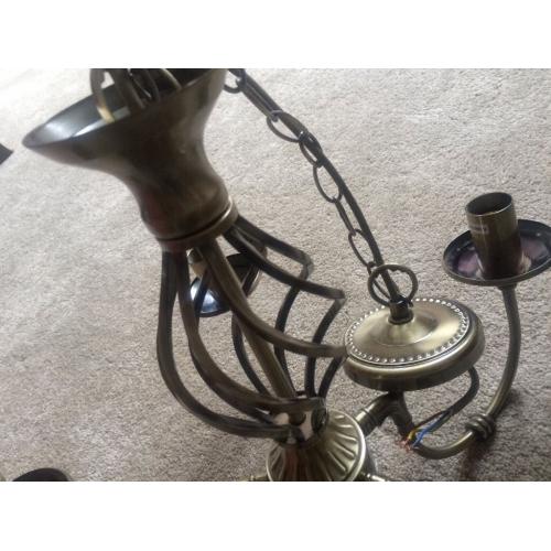 Brass 5 arm chandelier for sale