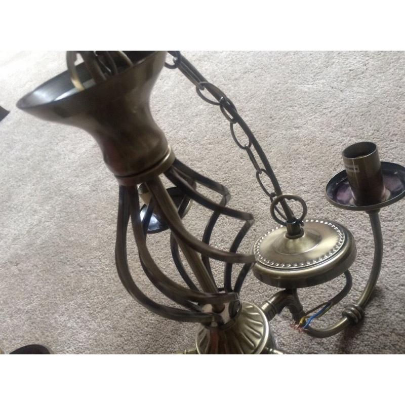 Brass 5 arm chandelier for sale
