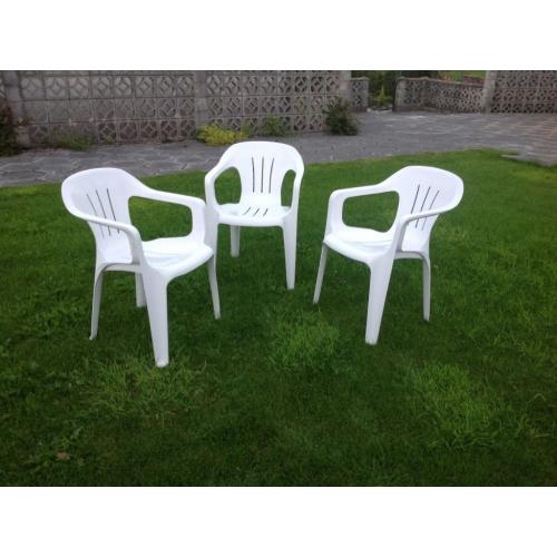 3 White Garden Chairs