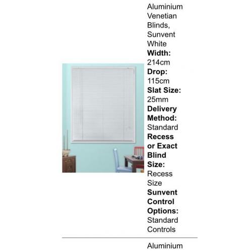 White Aluminium Venitian Blind Brand New 214cm width by 115cm drop