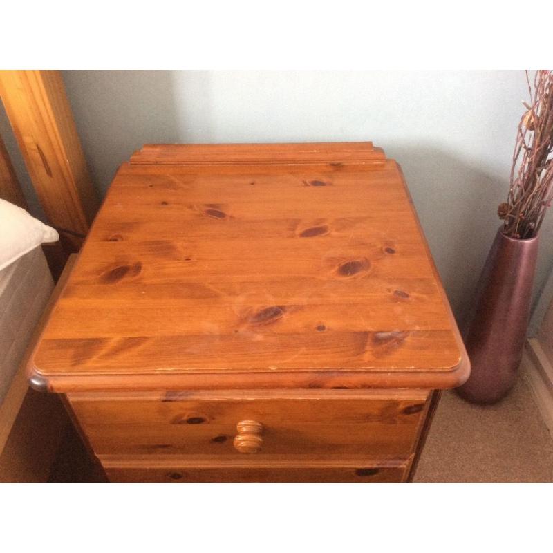 Solid pine bedside chest of drawers