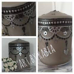 Gray and black candle art
