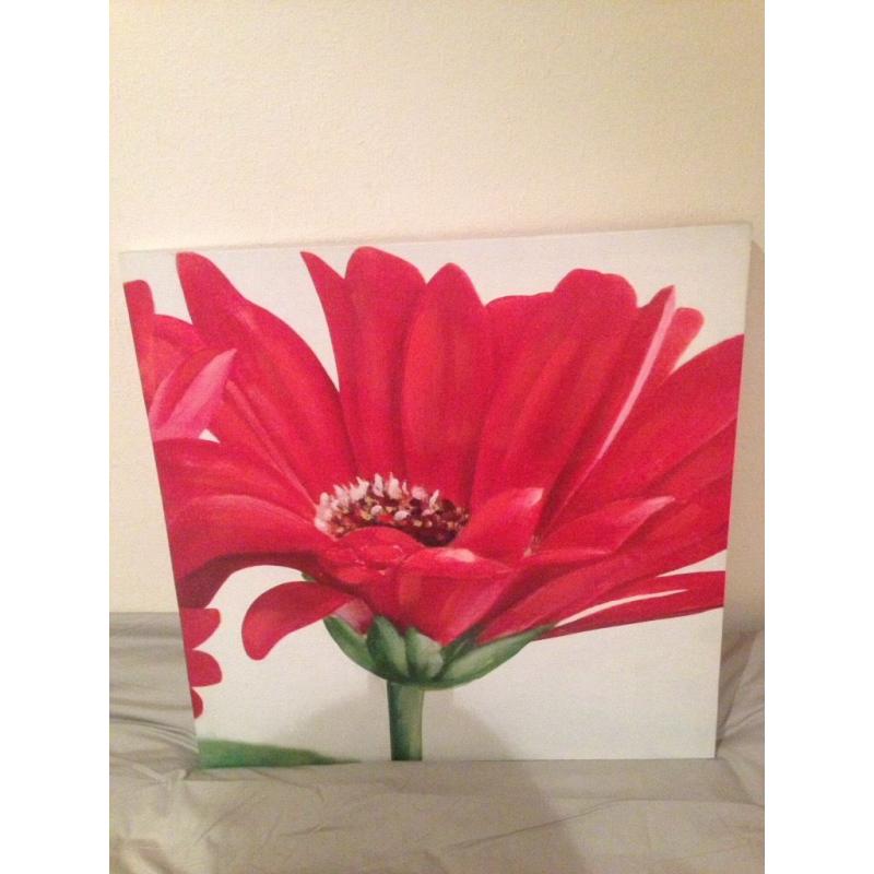 DOUBLE RED GERBERA DAISY WALL ART CANVASES
