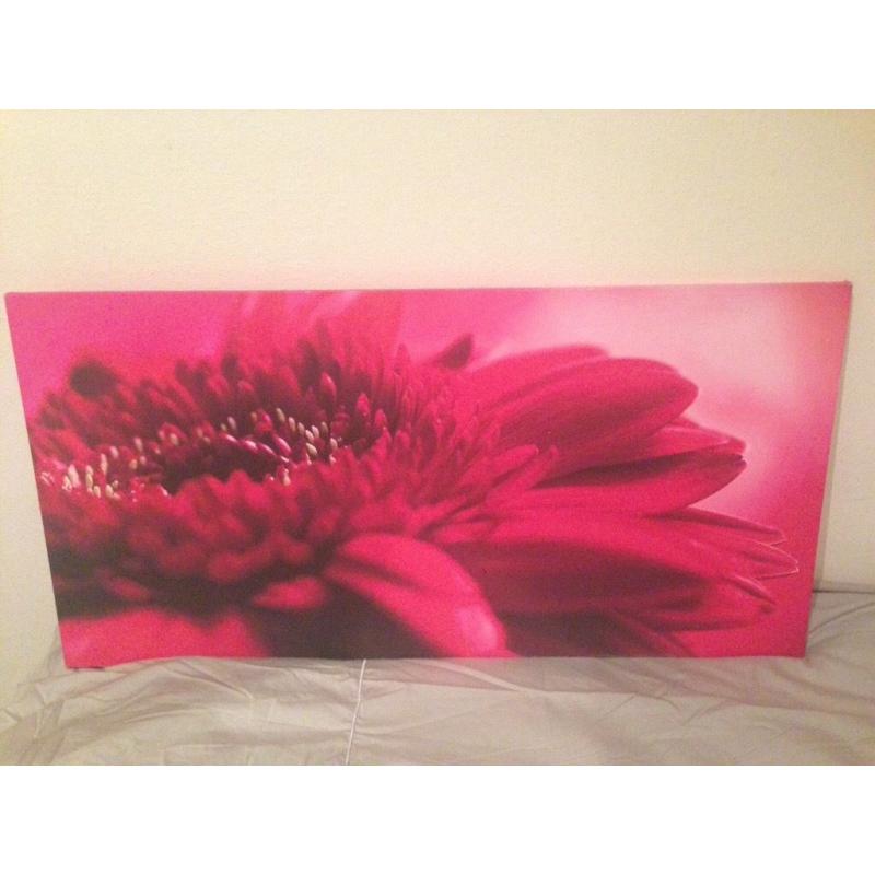 PINK GERBERA DAISY WALL ART CANVAS