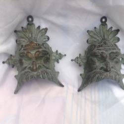 Two old large trunk handles