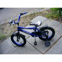 BOYS 14" SPIDER BIKE WITH FITTED STABILISERS IN GREAT WORKING ORDER