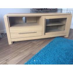 Large oak effect TV unit