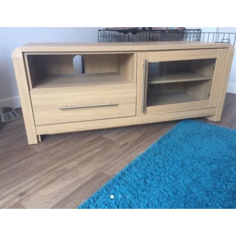 Large oak effect TV unit
