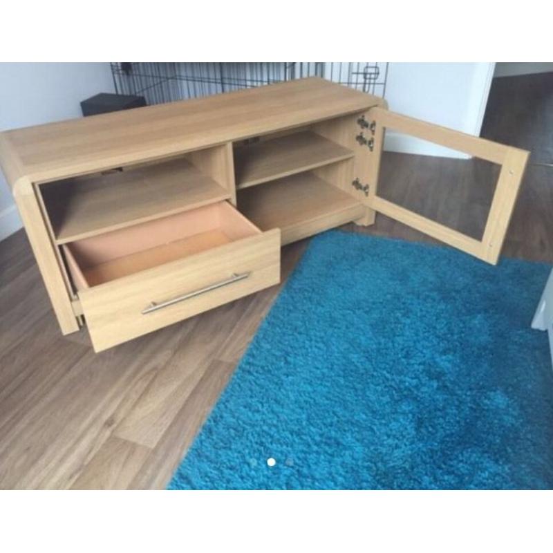 Large oak effect TV unit