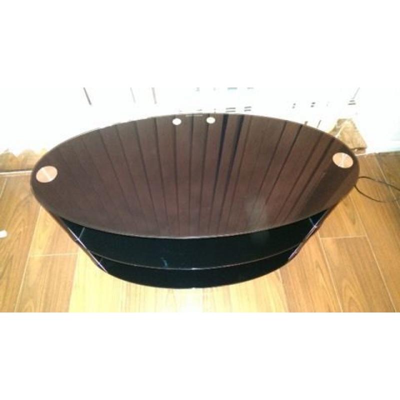 Black, Sleek oval glass TV stand