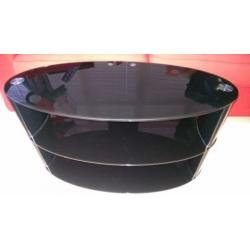 Black, Sleek oval glass TV stand