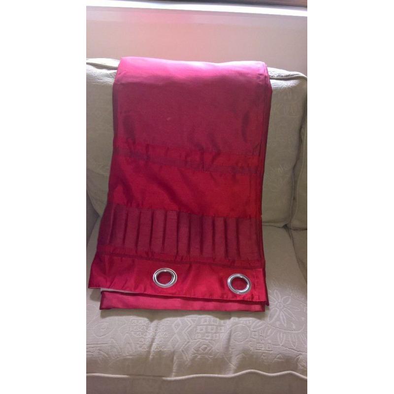 RED FAUX SILK CURTAINS