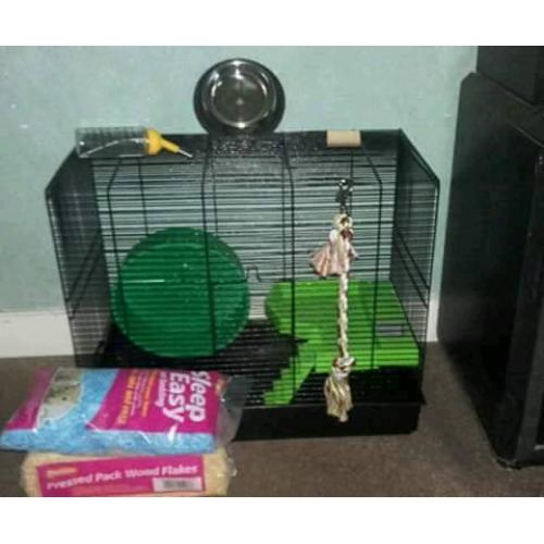 Hamster cage with accessories