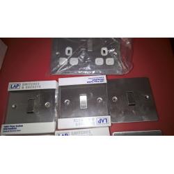 6 single chrome brushed sockets and one double