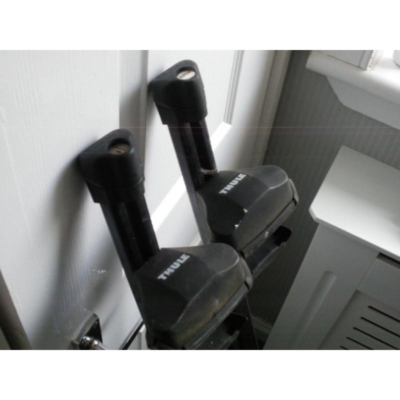 thule rapid system 755 and 755-1 roof bars for cars with rails for sale