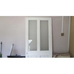 LOVELLY REALLY HEAVY SOLID PINE DOOR I/2 GLACED