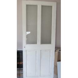 LOVELLY REALLY HEAVY SOLID PINE DOOR I/2 GLACED