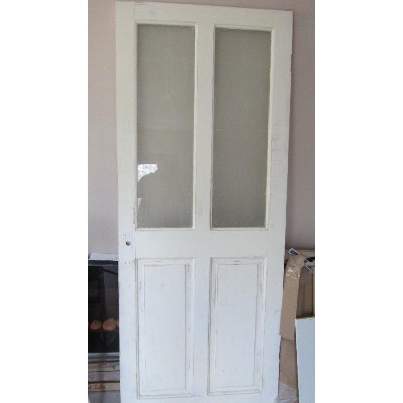 LOVELLY REALLY HEAVY SOLID PINE DOOR I/2 GLACED