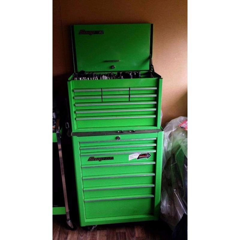 Snap-on tool box, bluepoint trolly & tools for sale.