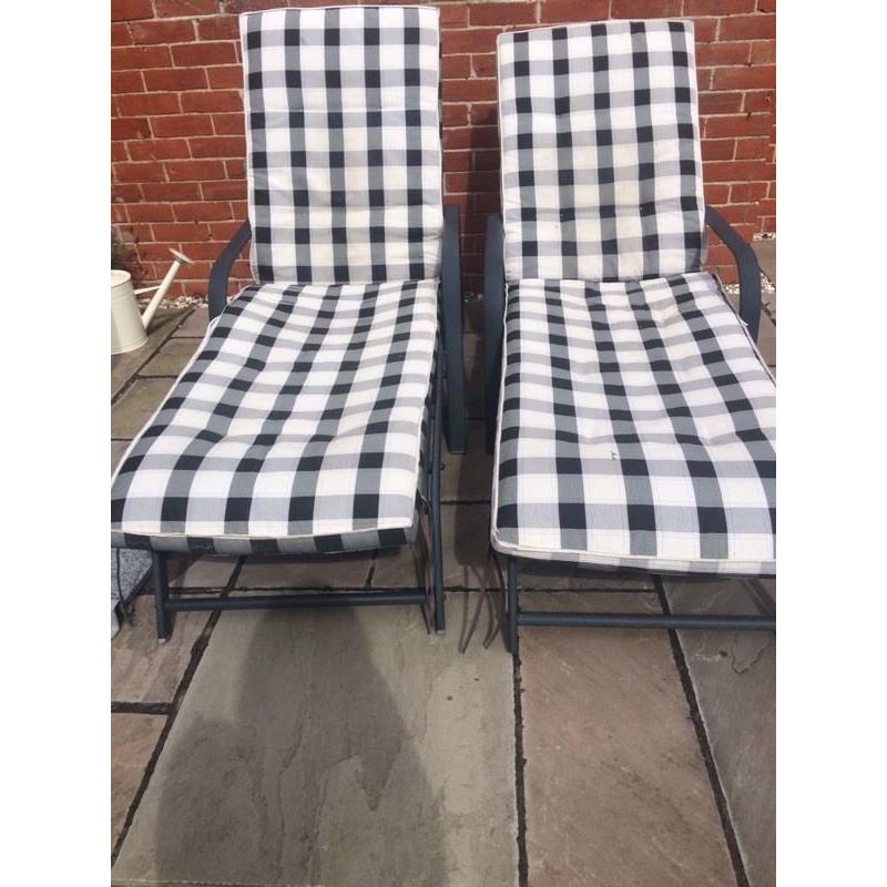 2 X sun loungers with seat pads