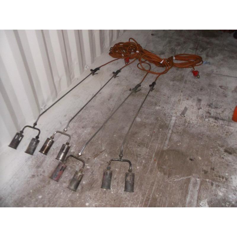 Double head propane gas torch with 1m extended neck, long hose & regulator