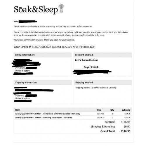 Soak and Sleep, 600TC Luxury Egyption Cotton - Dark Grey