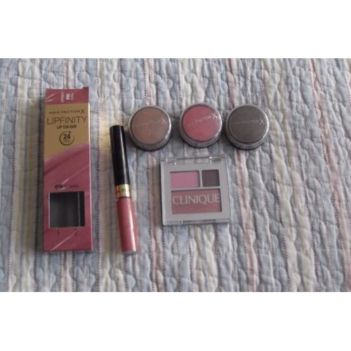 Clinique eyeshadow/blusher, Max Factor eyeshadows & Lipfinity Lipstick