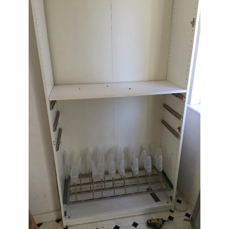 IKEA frosted glass doored wardrobes x two.