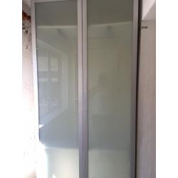 IKEA frosted glass doored wardrobes x two.