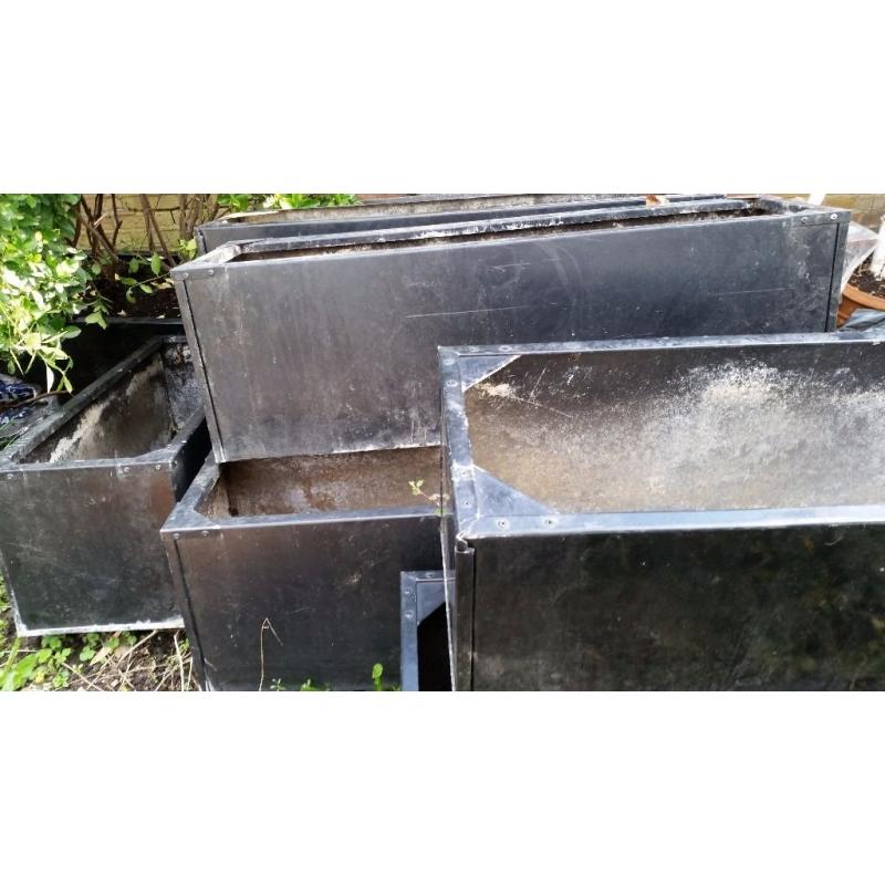 METALLIC SQUARE POTS 30 cm HIGH , 30 cm WIDE , 95 cm LONG