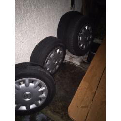 Set 4stud Vauxhall Astra corsa etc wheels & new tyres