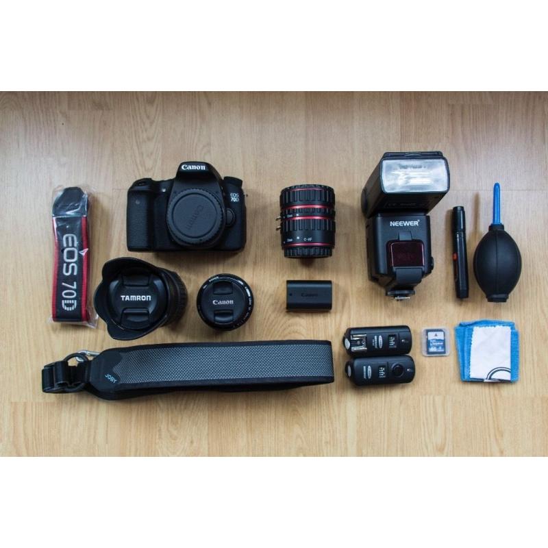 CANON EOS 70D CAMERA IN MINT CONDITION + LENSES & ACCESSORIES (LOW SHUTTER COUNT)