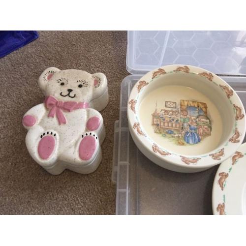 Collection of 8 items Bunnykins (English Fine Bone China) plates bowls cups