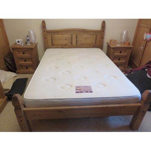 Corona Double Bed & Pair of Bedside Drawers