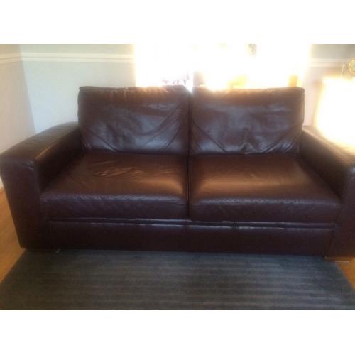Large leather sofa bed for sale chestnut colour,comfy good condition