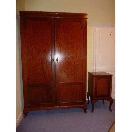Gentleman's Mahogony Wardrobe and Bedside Cabinet