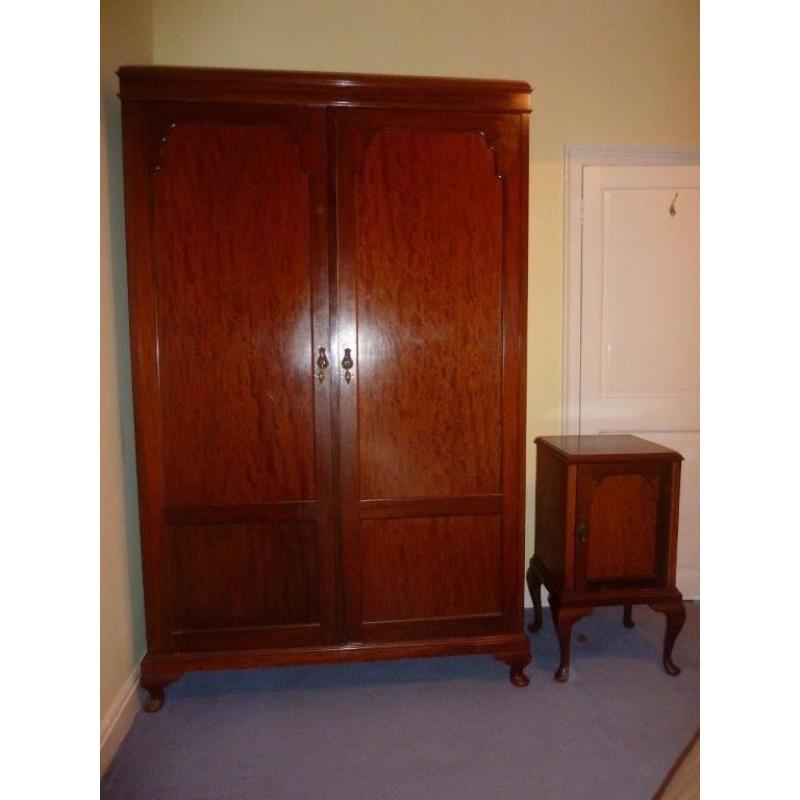 Gentleman's Mahogony Wardrobe and Bedside Cabinet