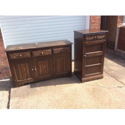 Oak sideboard and Cabinet ready to upcycle or chalkpaint