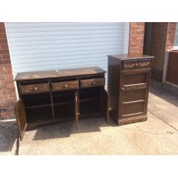 Oak sideboard and Cabinet ready to upcycle or chalkpaint